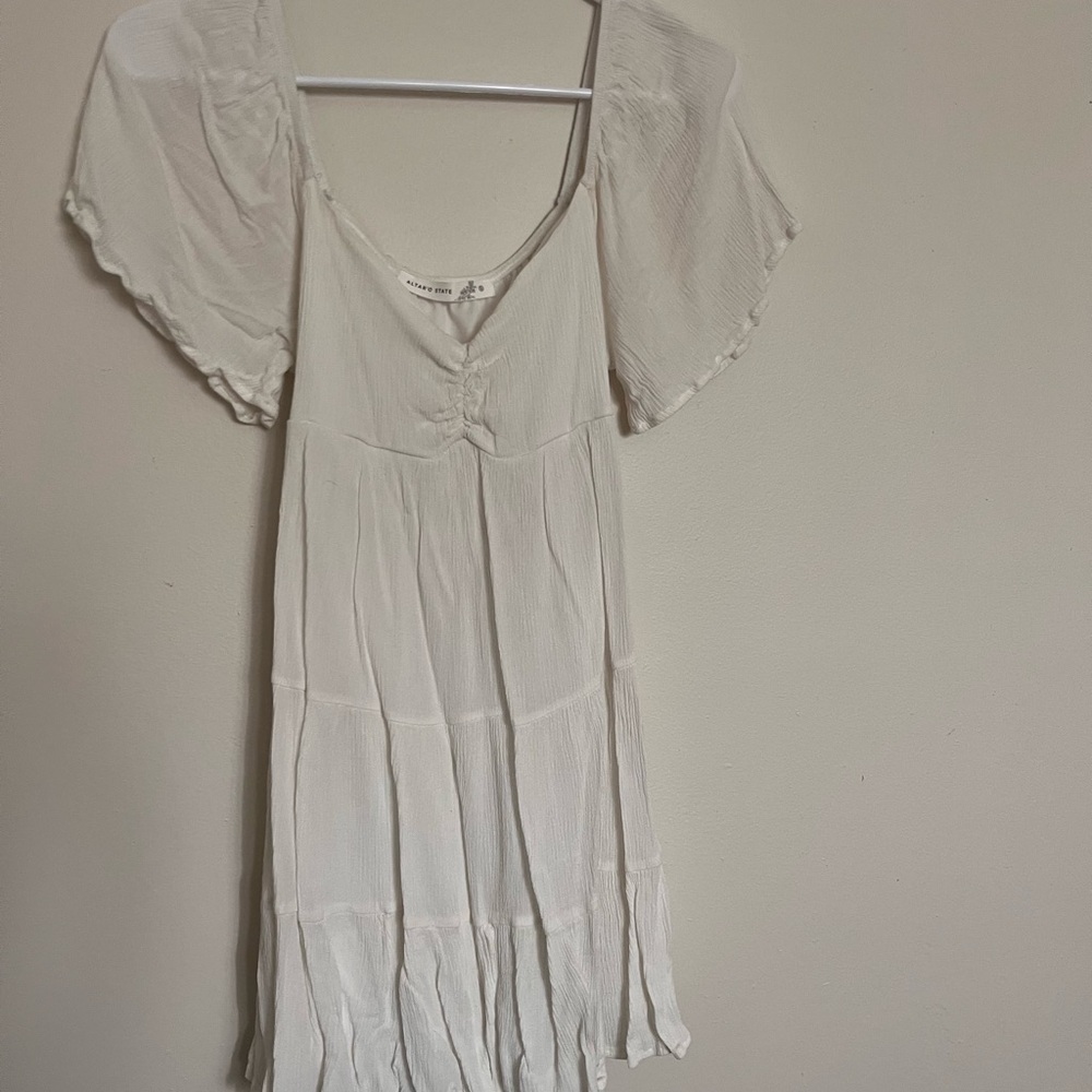 Altar'd State Ivory Textured Mini Dress